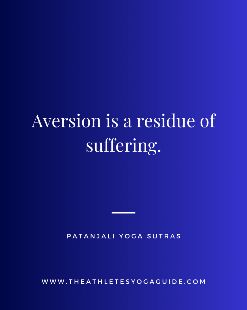 Image with the text; Aversion is a residue of suffering.